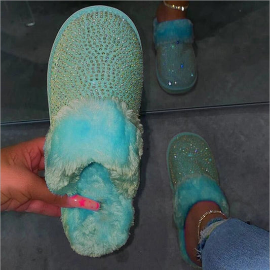 One-step home plush cotton slippers