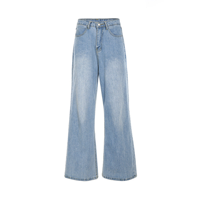 Wide-leg casual straight-leg jeans plus size mopping pants