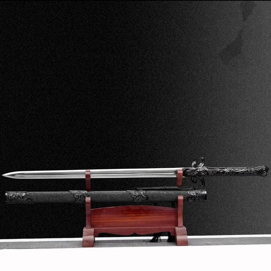 Yuling - Black Integral Sword High Manganese Steel Self-Defense Cold Weapon Collection Grade Unsharpened