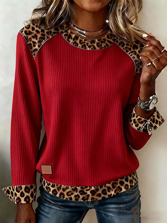 Womens 3D Digital-Print Crew-Neck Fashion Pullover Long-Sleeve Sweatshirt