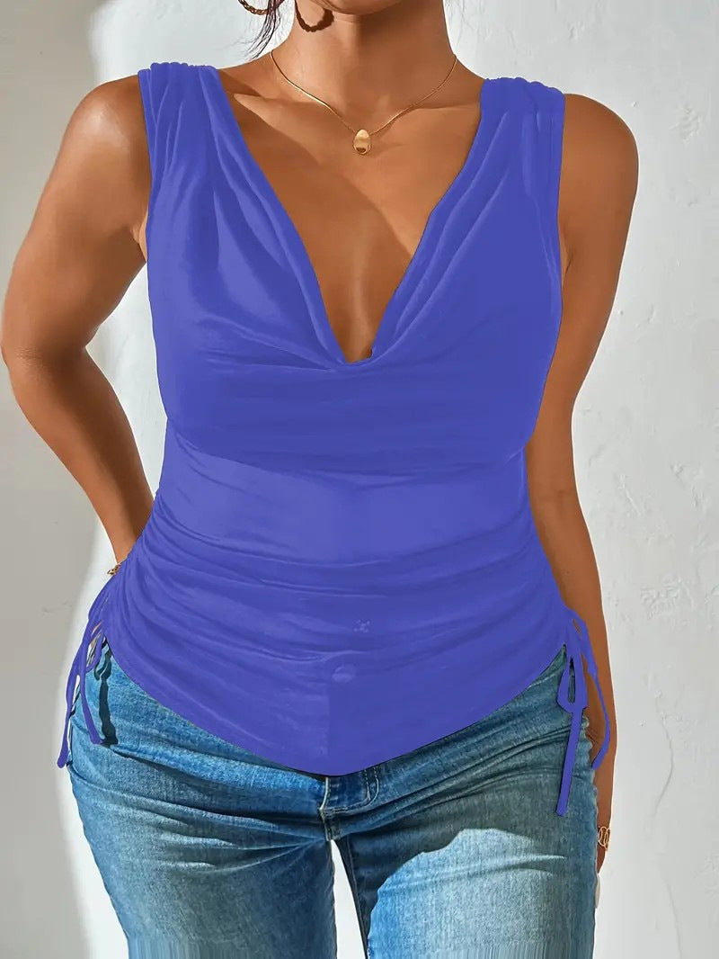 Pure Desire Style V-neck Sleeveless Spicy Sexy High Waist Crop Top