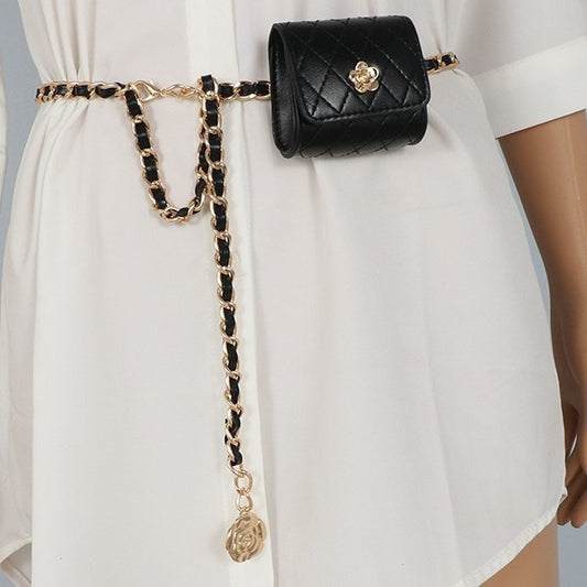 Rhombus Waist Chain Accessories Women's Small Square Bag