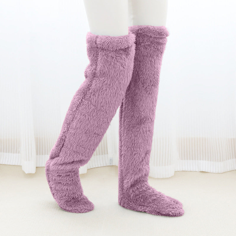 Insulated Thigh-high Socks With Knee Warmers For Extra-thick Knee Joint Protection