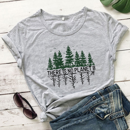 Pine Forest Pattern European And American Street Popular Short-sleeved T-shirt Female