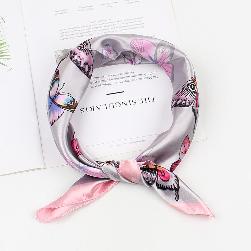Elegant Print Sommerfugl Tørklæde Firkantet Tørklæde Damer Mode