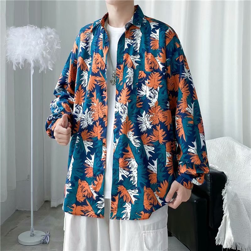 Hong Kong Style Vintage Floral Shirt Men