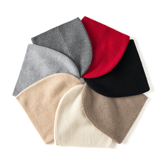 Pure Cashmere Knitted Wool Hat All-match Bag Cap Sleeve Cap All-match Casual Shopping Cashmere Hat