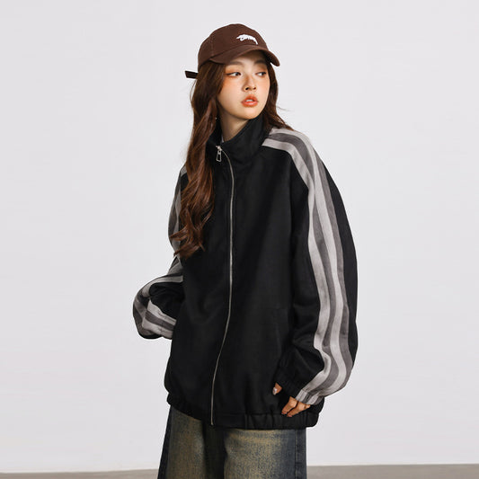 Striped Zipper Cardigan Sweater High Street