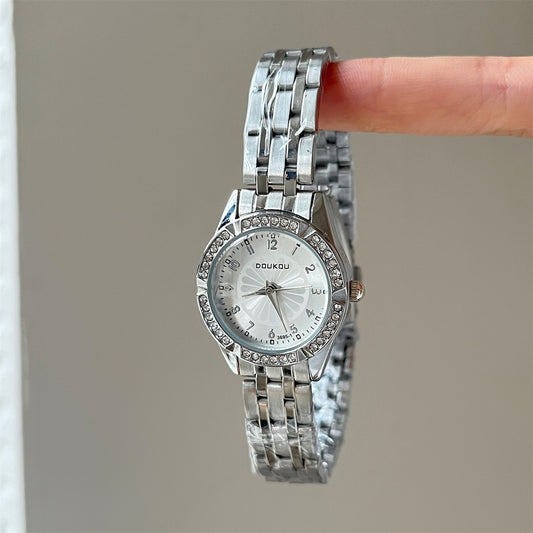 New Womens Watch With Steel Band Small Dial And Diamond Accents