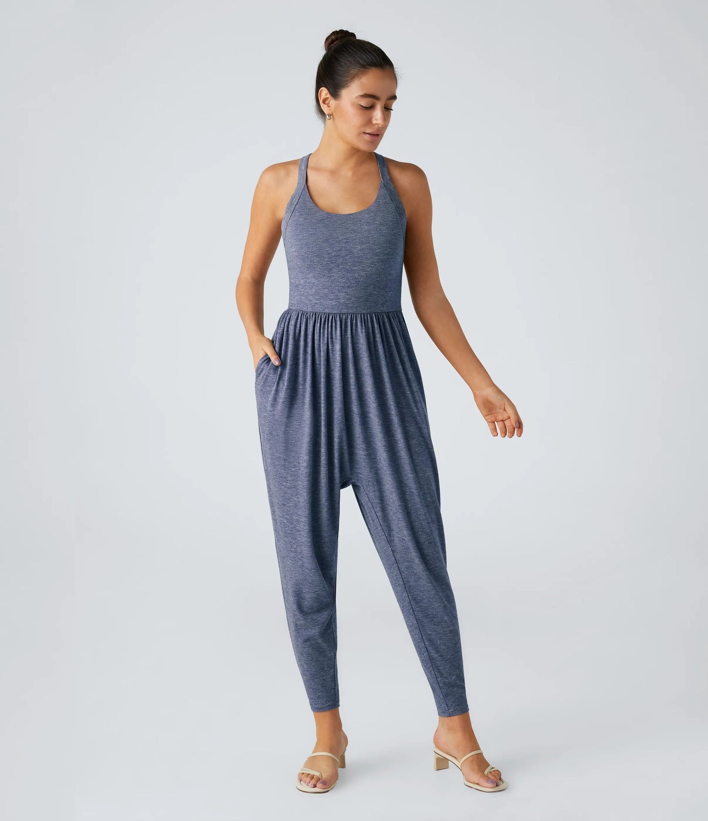 Women's Sleeveless Lace-up Sexy Ankle-tied Hip-lifting Jumpsuit