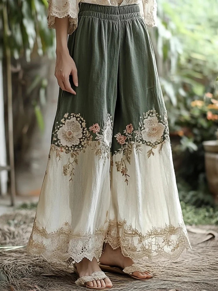 Womens Retro Casual Versatile Wide-leg Pants