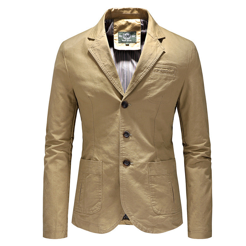Men Single Breasted Solid Color Jacket