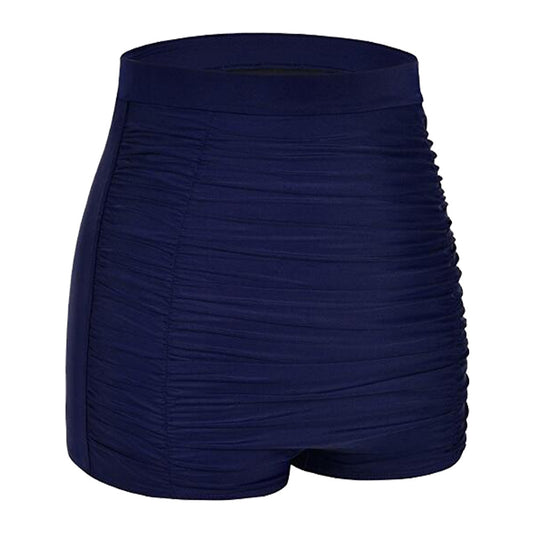 Women's Swimming Trunks Solid Color High Waist Folds Boxer Conservative Hot Spring