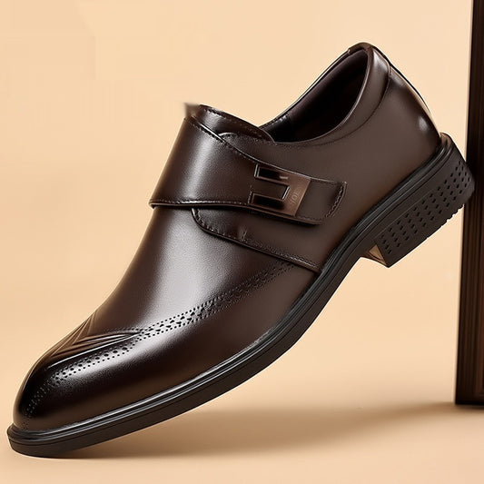 Mens Leather Shoes Made From Full-Grain Cowhide With A Pipe-Shaped Toe