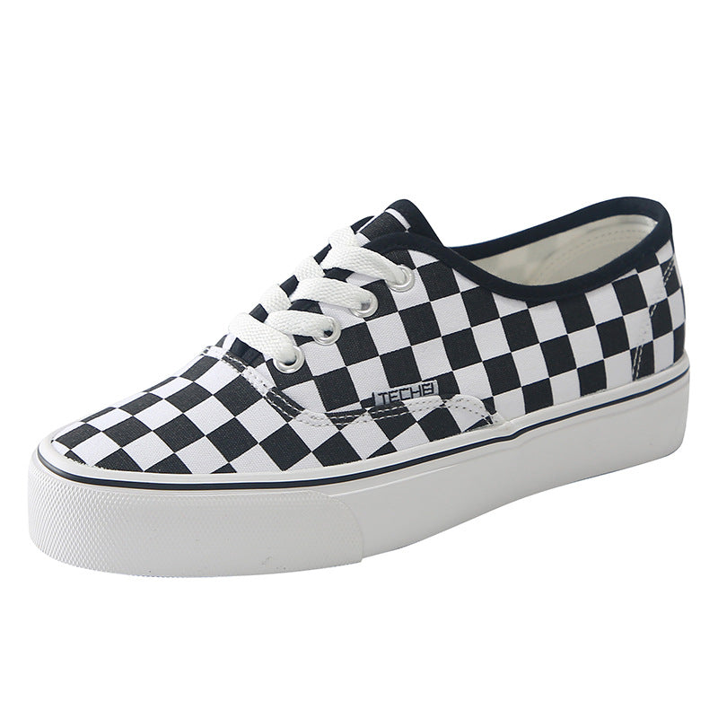 Classic Canvas Women's Checkerboard Couple Retro Student Low-top Casual Shoes