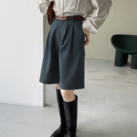 line Five-point Pants Women's Straight Suit Wide-leg Pants