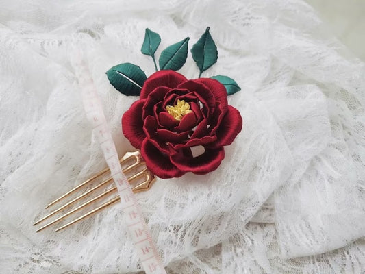 Rose Flower-wrapped Hairpin Finished Product