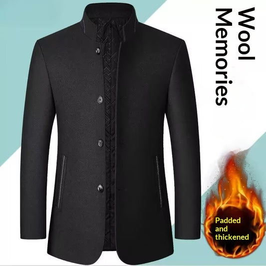 Men's Woolen Jacket Men's Zhongshan Suit Stand Collar