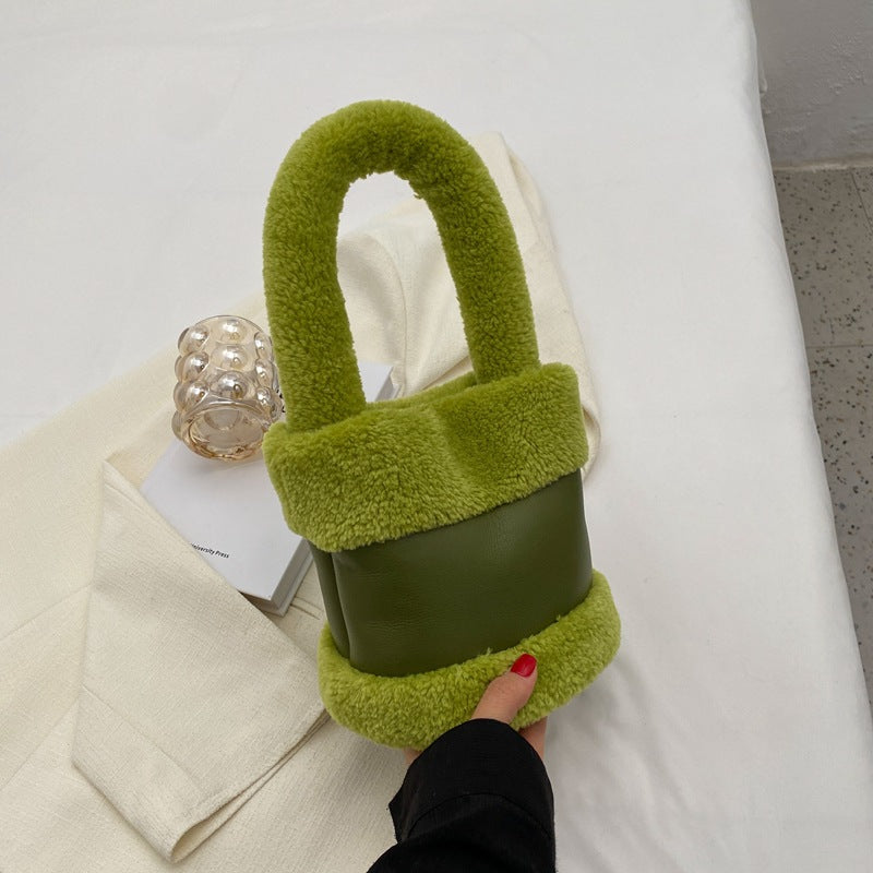 Tide Personality Splicing Fur Bag Sweet Handbag