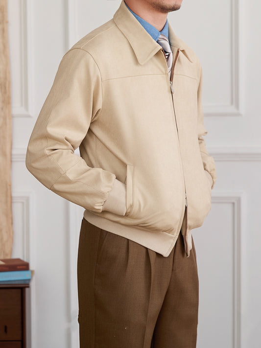Suede Bomber Jacket Men's Casual Turn-down Collar Coat