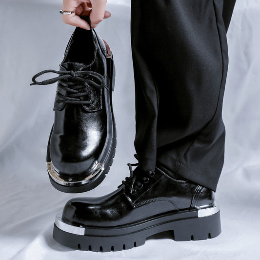 Fashionable Thick-Soled Height-Boosting Men's Leather Shoes