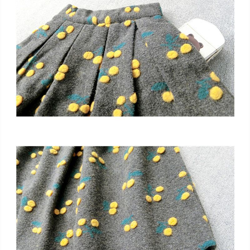 Classic Style Woolen Flab Hiding High Waist Skirt