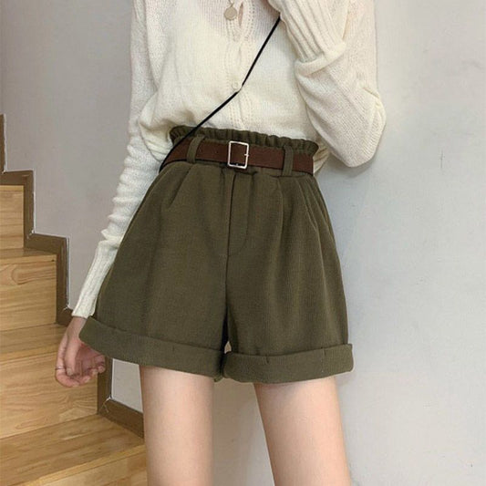 Women's Autumn Winter Corduroy Shorts Loose Fit Pants