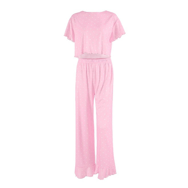 Loose Knitted Polka Dot Pajamas Two-piece Set