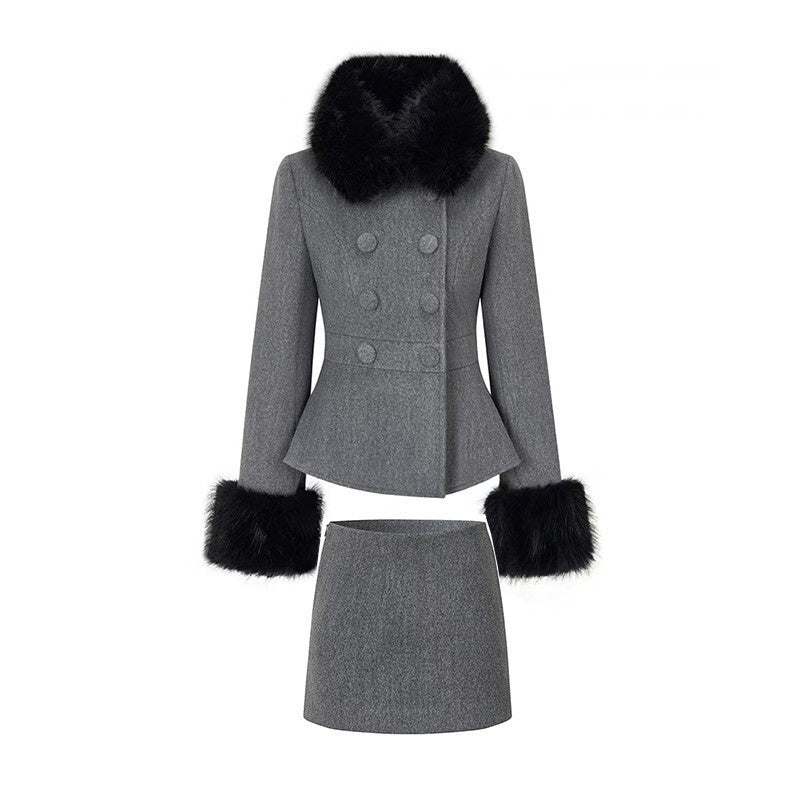 Chic Tweed Two-Piece Set For Socialites Sweet Defined-Waistline Design In The Style For Rich-Daughter Style Looks