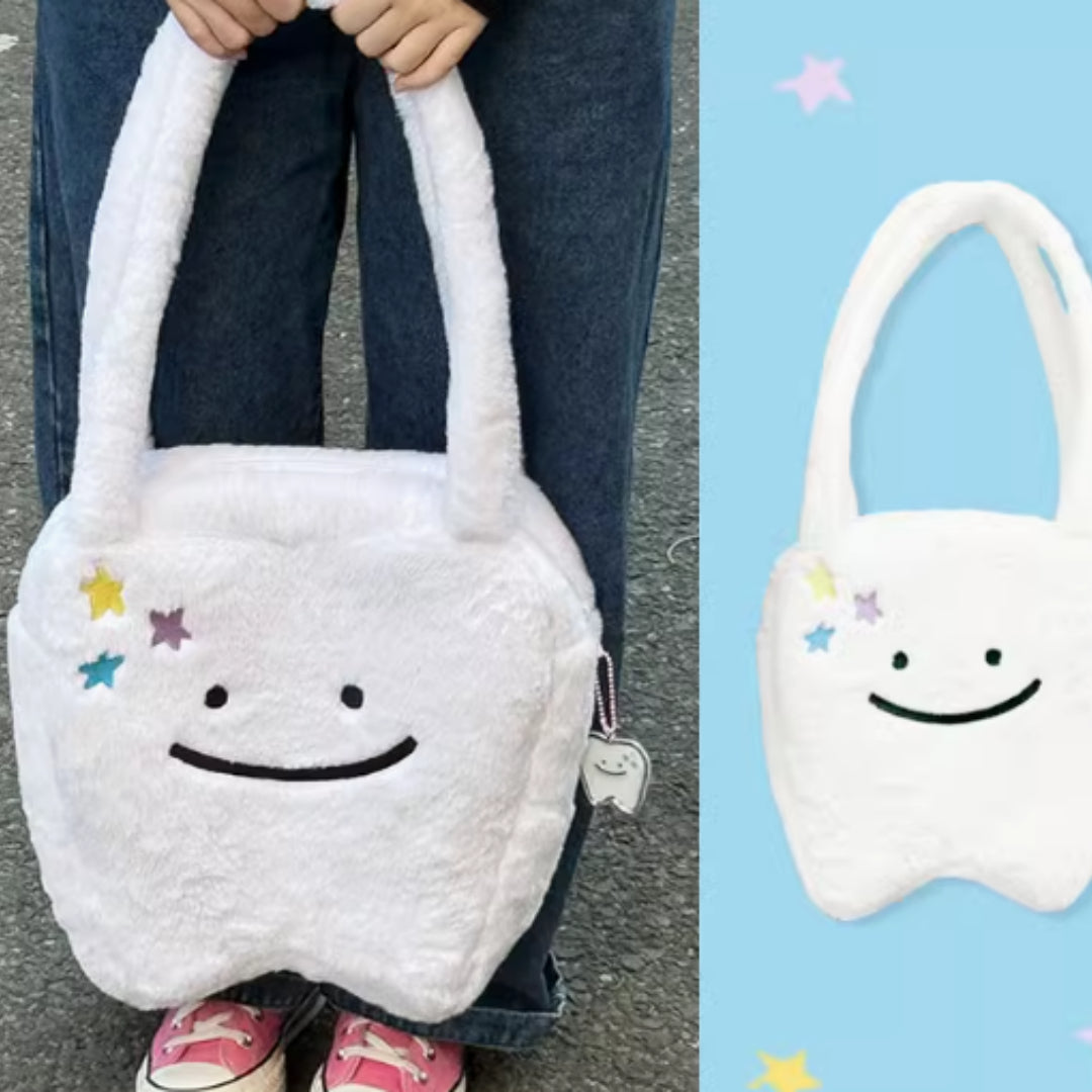 Plush Large Tooth Shoulder Tote Bag Large Capacity