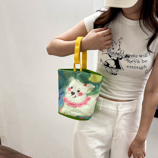 Oil Painting Style Handbag Cute Printing
