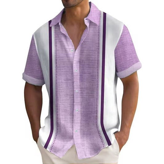 Digital Printing Summer Striped Shirt Male