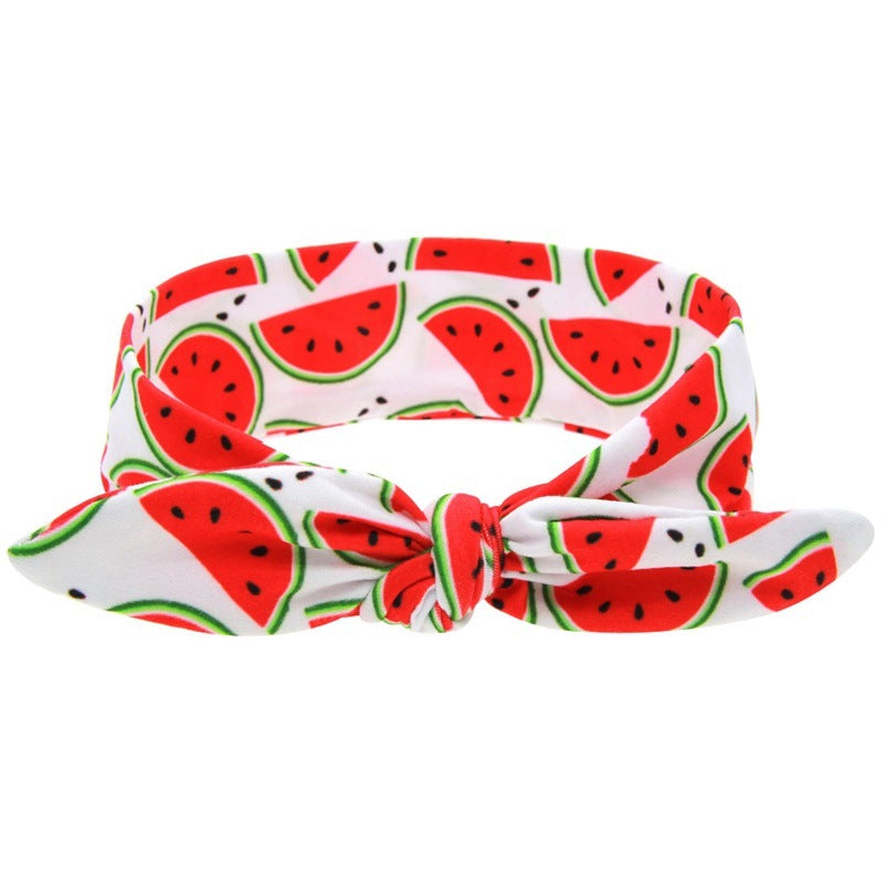 New Printed Children Diy Rabbit Ear Headband Parent-Child Suit