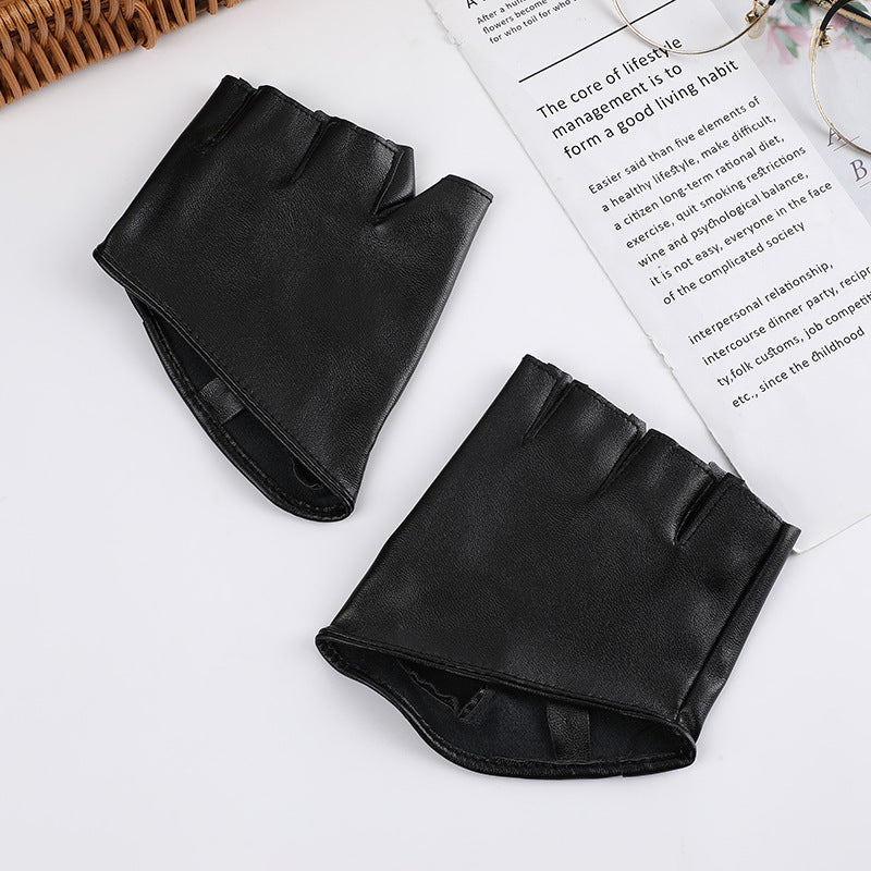 Fashion PU Leather Steampunk Women's Half Finger Gloves