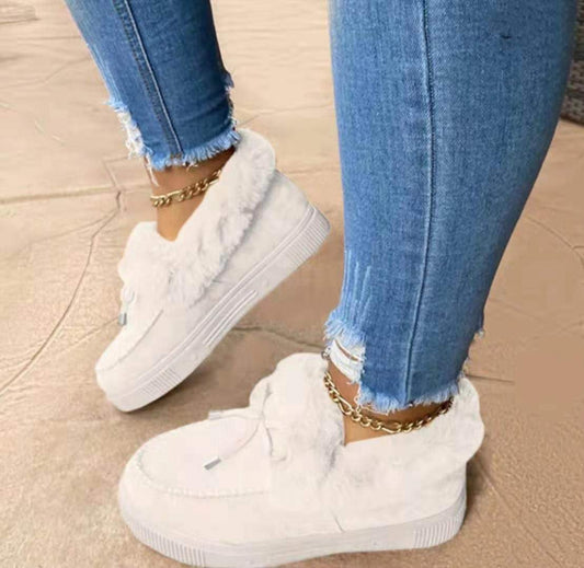 Amazon Wish Popular Round Head Thick Bottom Fleece-lined Sewing Shoes Snow Boots