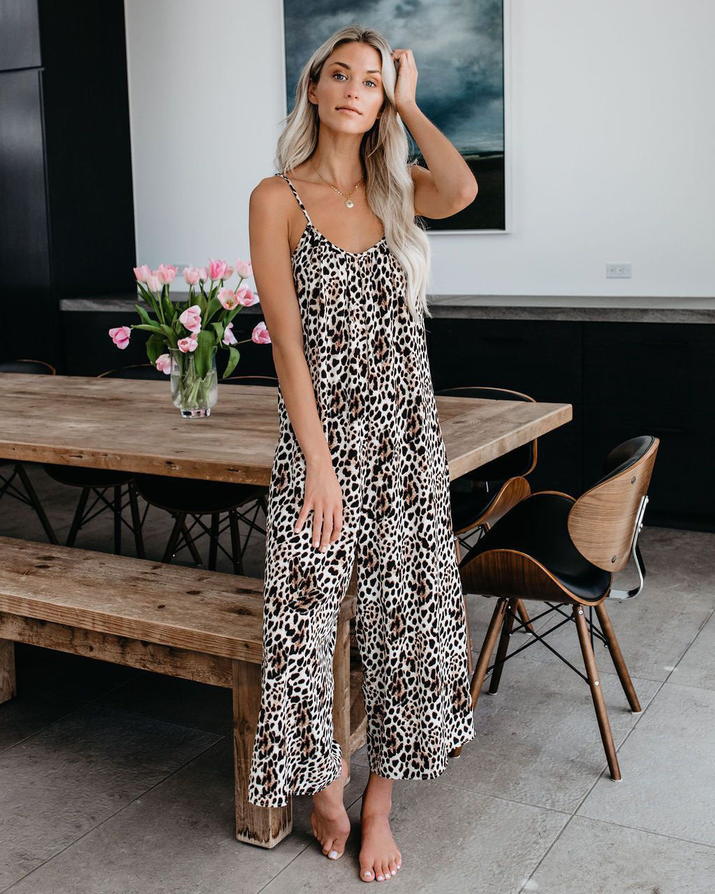 Women's Suspender One Piece Wide Leg Pants