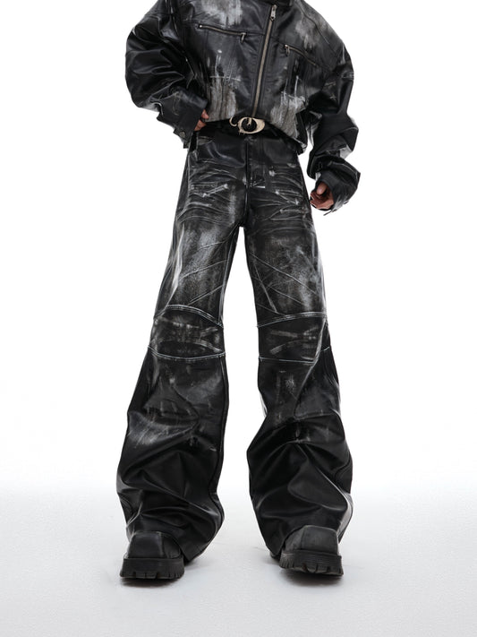 Vintage Distressed Profile Stand-up Collar Jacket