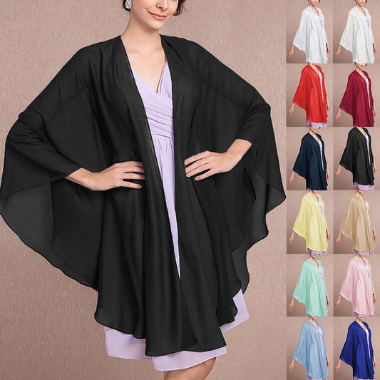 Forårs- og sommerbrudemantel kort cardigan chiffon lille kappe bryllupstilbehør balselskab