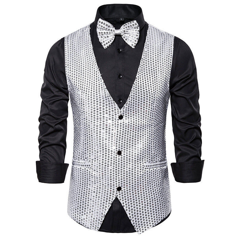 Men's Sequined Vest Performance Dress Jacket