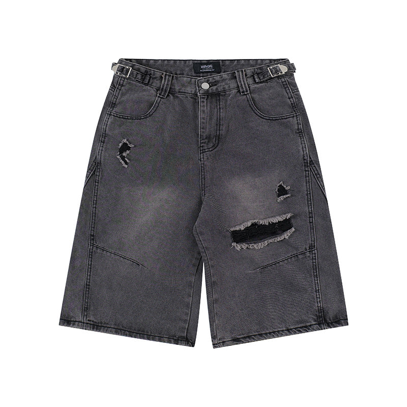 American Retro Cropped Ripped Jeans