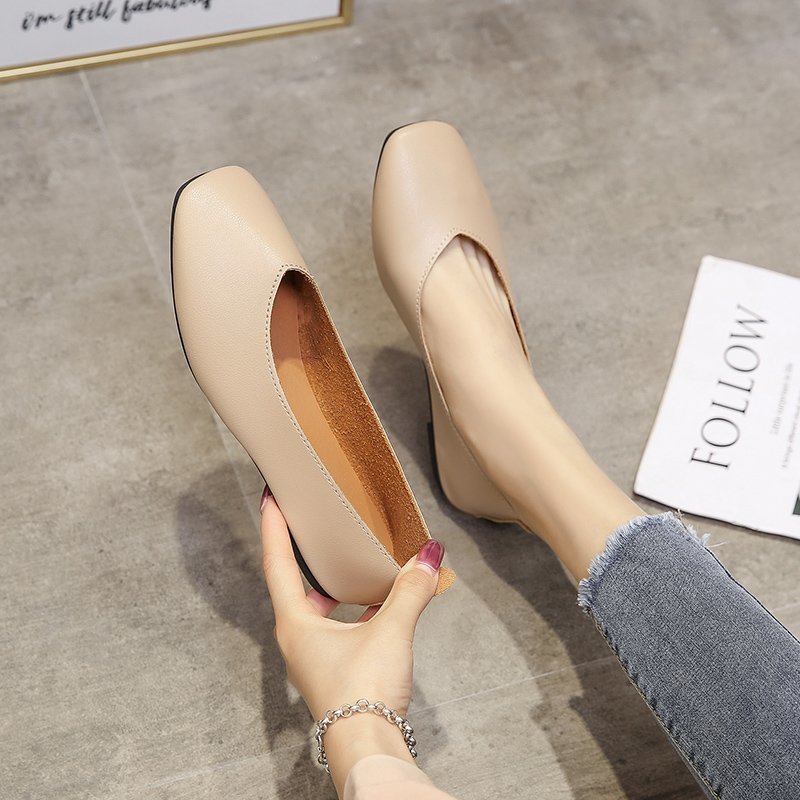 Women's Autumn Fashion Low-cut Square Toe Vintage Flat Shoes