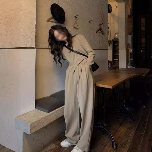 Irregular Sweatshirt And Wide-leg Pants Two-piece Set