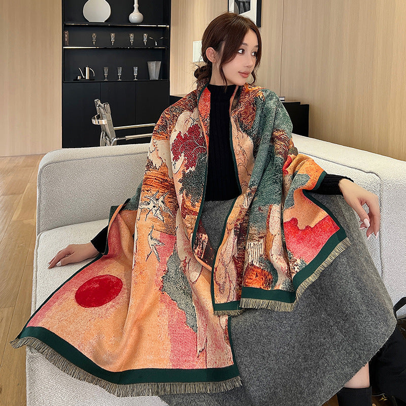 Kunstig Kashmir Tørklæde Elegant Sjal Mode Høj Sans for Stil