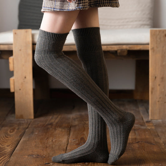 Simple College Wind Over The Knee Socks