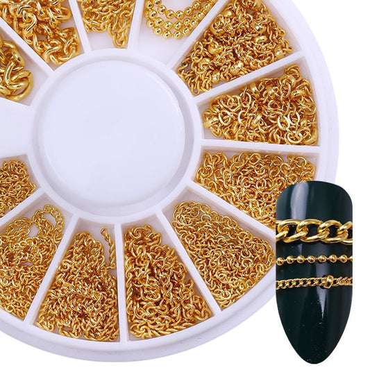 Nail Beauty Chain Alloy DIY Gold Beads