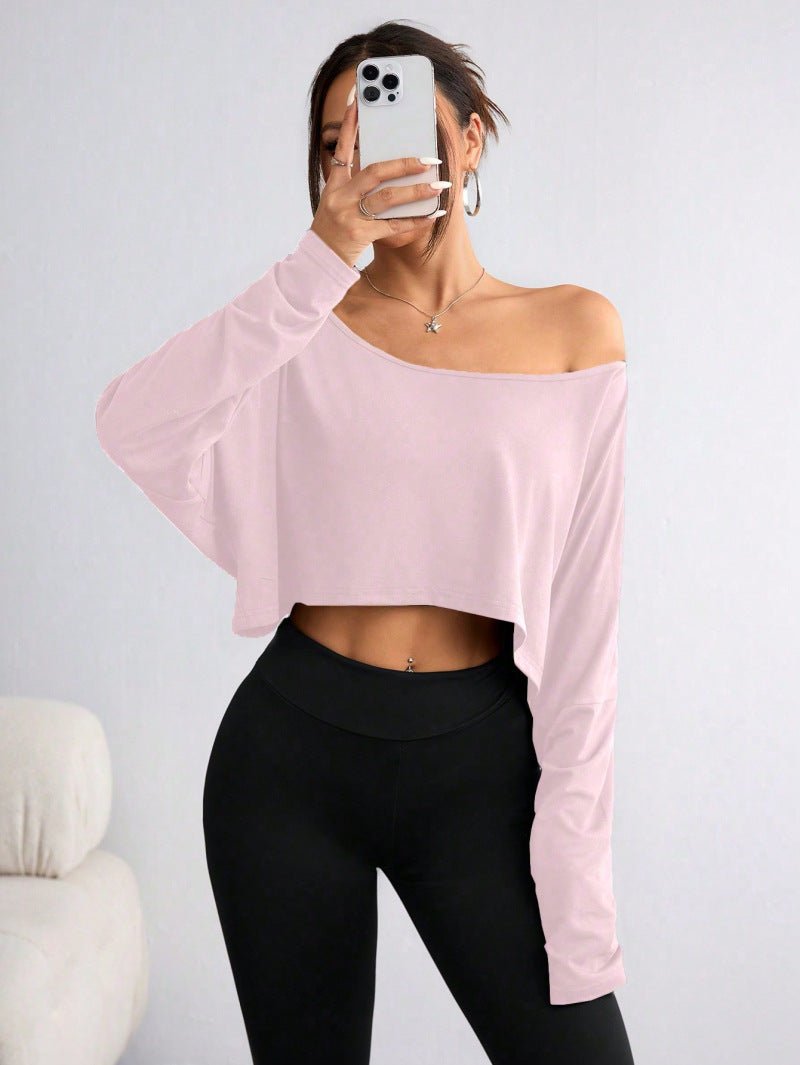 Fashion Off-shoulder Loose Bottoming Top T-shirt Ice Feeling