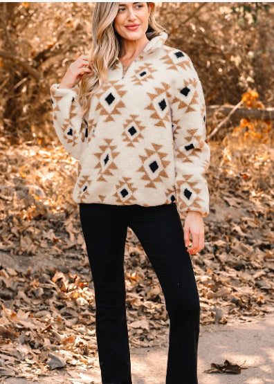 Printed Zip Collar Sweatshirt
