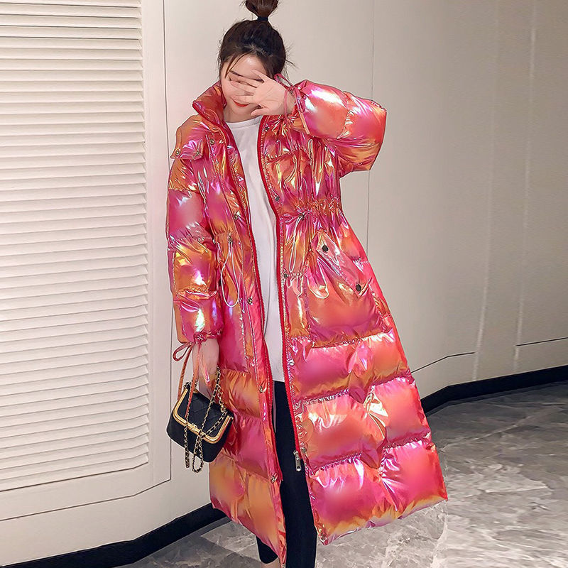 Bright Color Hooded Knee Length Cotton Padded Jacket