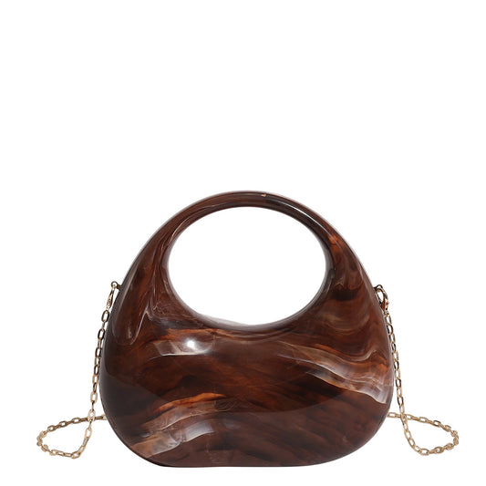 Womens Evening Handbag With A Moon-shaped Underarm Design Acrylic Box Bag,