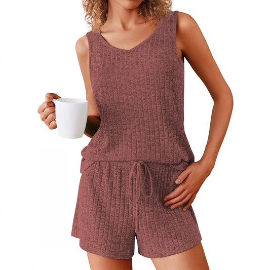 Summer New Solid Color Tank Top And Shorts Casual Fashion